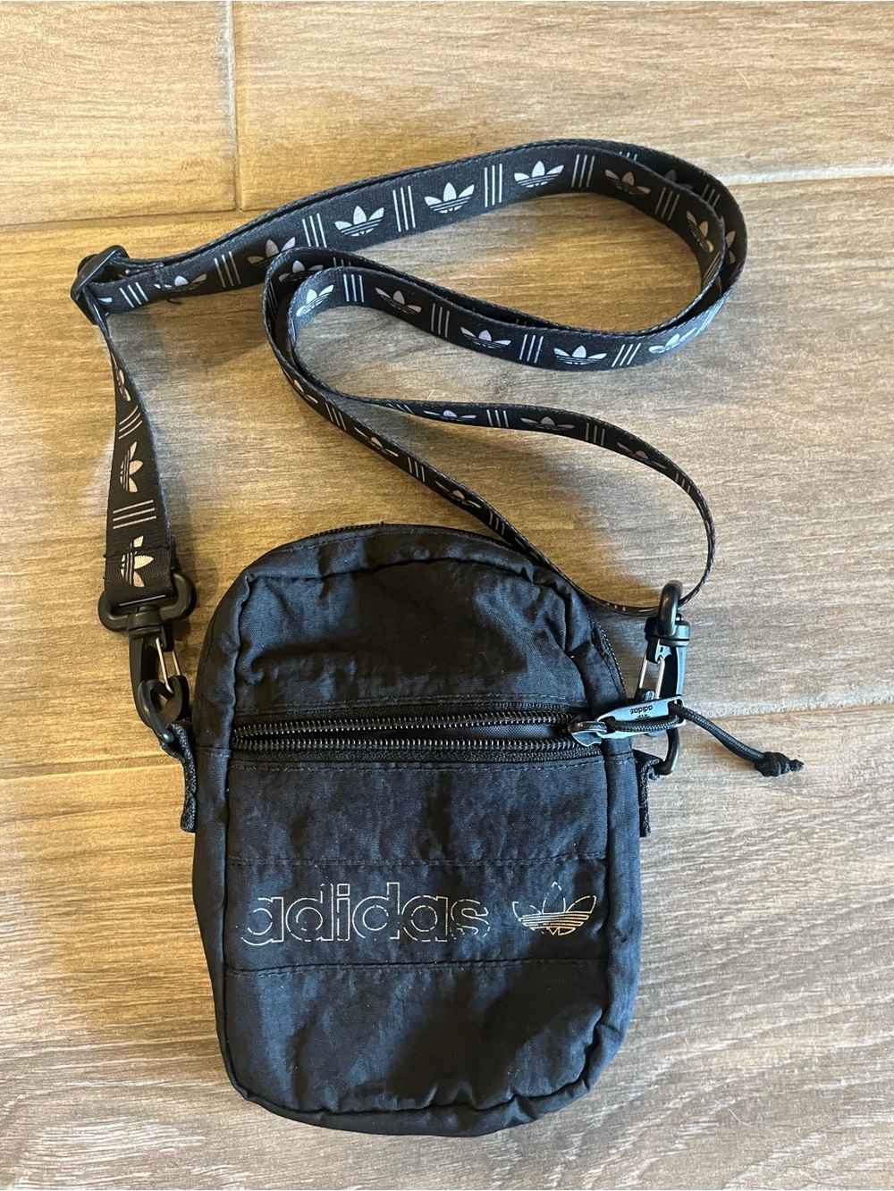 adidas Black Compact Crossbody Belt Bag with Logo Strap